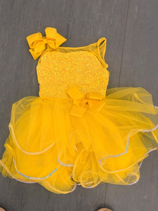 Weissman Other - Weissman Yellow Sequin Tulle Dance Costume with Bows